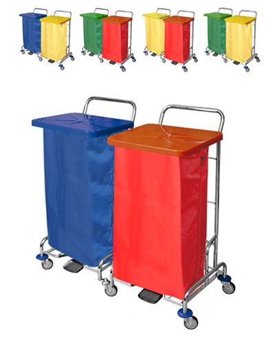 Carrinho de Lavandaria Kombo com dois sacos Azul / Vermenlho